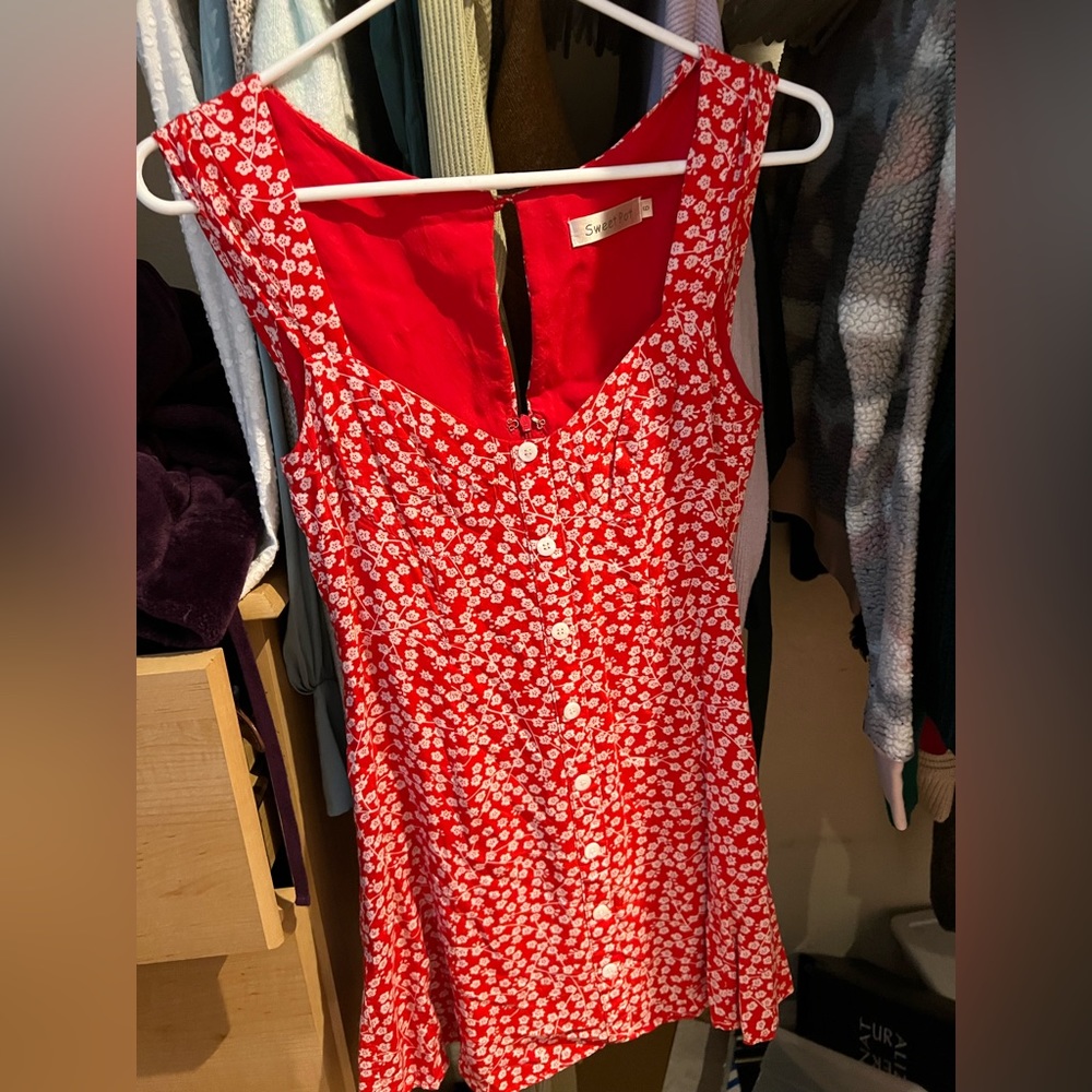 Mini floral red dress from Sundae Muse.